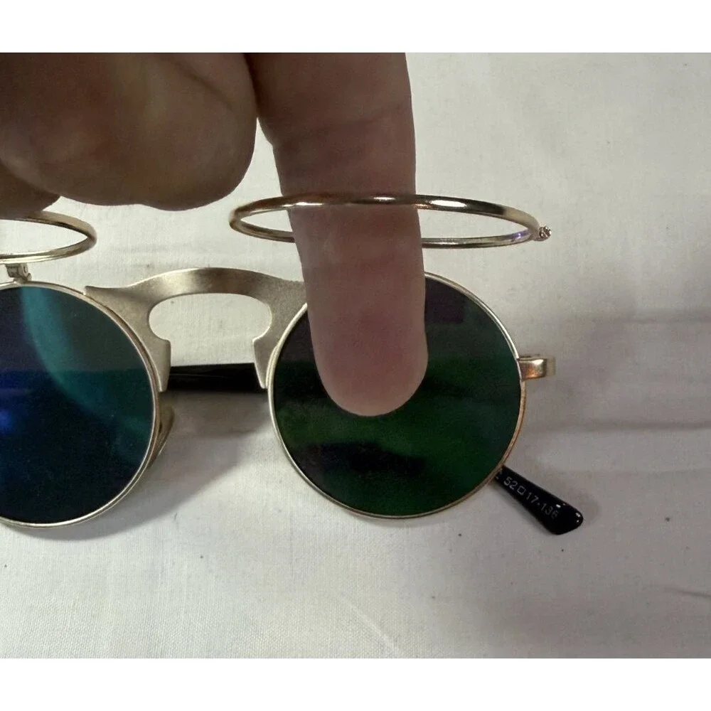 Vintage Round Flip Up Sunglasses Retro John Lennon Style Circle Unisex Glasses
